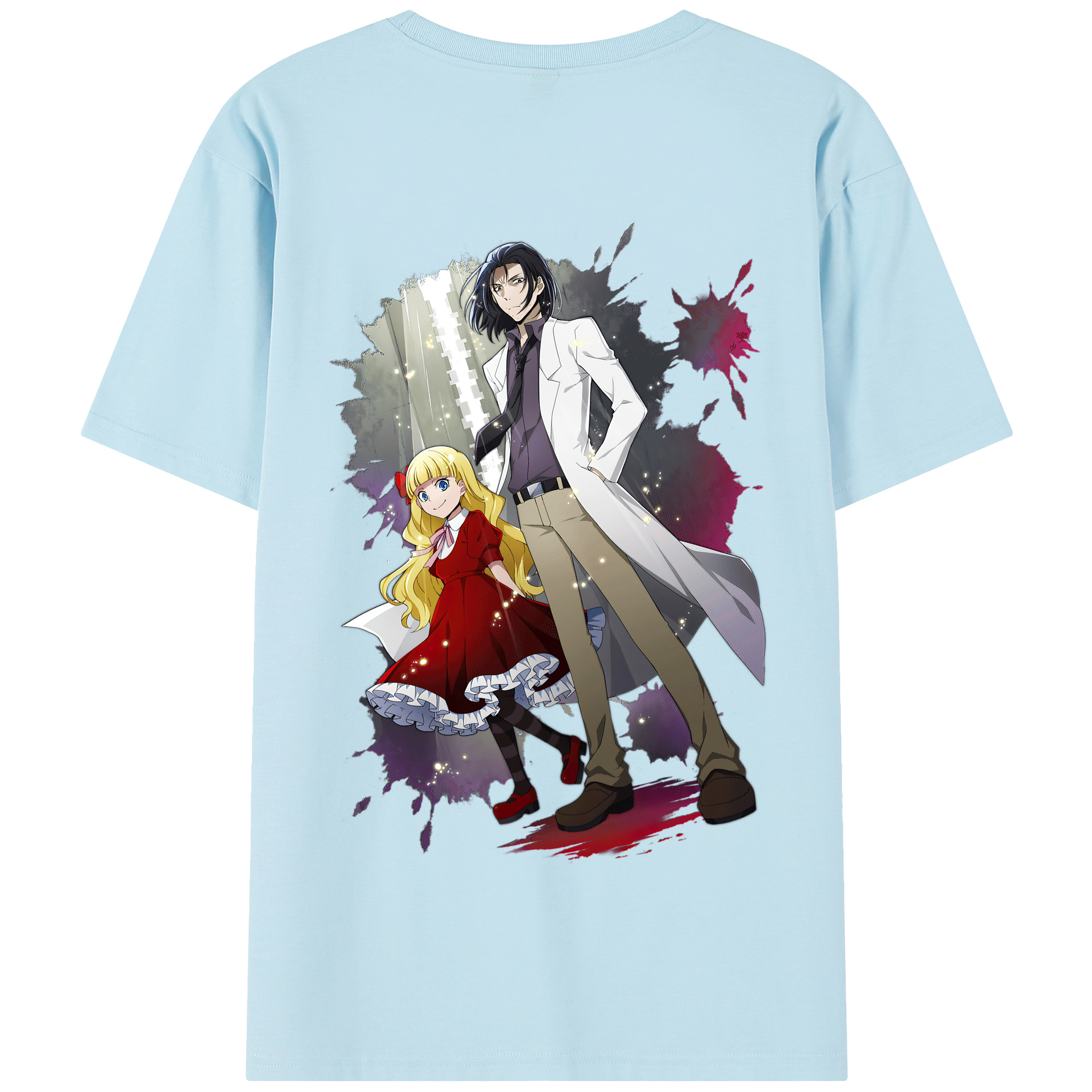 （画像用） 文豪ストレイドッグス Bungo Stray Dogs 綿100％半袖Tシャツ（背面プリント）